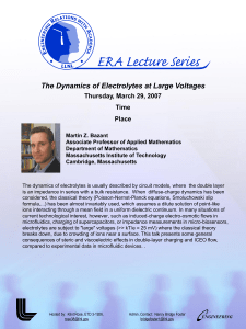 The Dynamics of Electrolytes at Large Voltages Thursday, March 29, 2007 Time Place