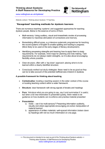 Thinking about Dyslexia: A Staff Resource for Developing Practice