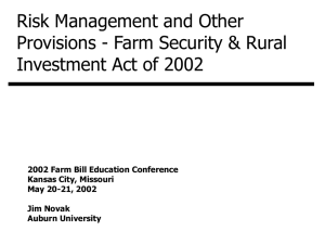 Risk Management and Other Provisions - Farm Security &amp; Rural