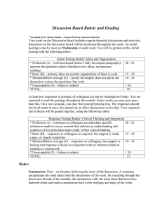 Discussion Board Rubric and Grading
