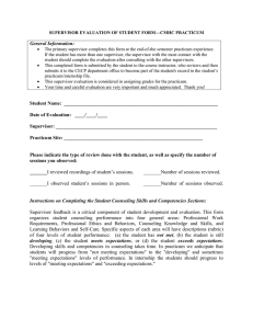 Supervisor Evaluation form for practicum