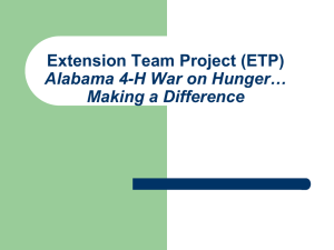 Extension Team Project (ETP) Alabama 4-H War on Hunger Making a Difference