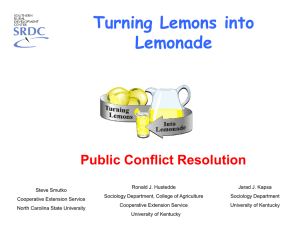 Turning Lemons into Lemonade Public Conflict Resolution