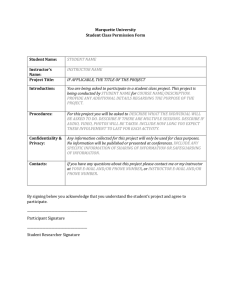 Student Project Information Sheet Template 2