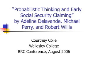 “Probabilistic Thinking and Early Social Security Claiming” by Adeline Delavande, Michael