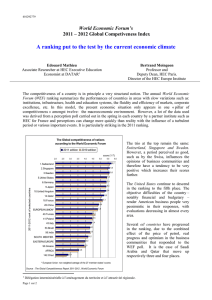 Report of World Economic Forum's 2011-2012 Global Competiveness Index