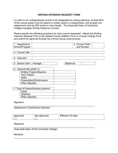 Writing Intensive Request Form