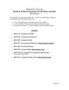 2008-2010 CATALOG BGS Degree Health &amp; Wellness Promotion (261.00) Minor Checklist
