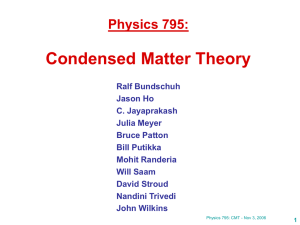 Condensed matter theory at OSU
