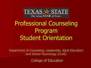 Professional Counseling New Student Orientation