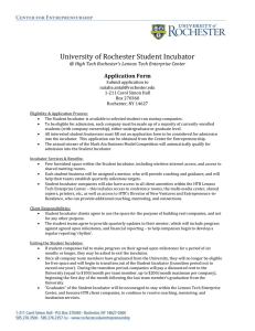 University of Rochester Student Incubator Application Form