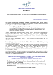 Joint seminar HEC-WUT in Paris on “Corporate Transformation”