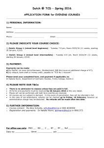 Application Form for Dutch Evening Classes