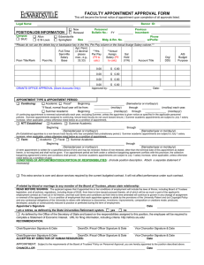 Appointment Approval Form for Faculty
