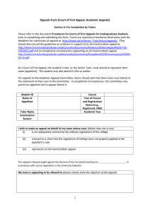 Appeals Form (Court of First Appeal, Academic Appeals)