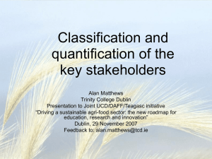 Classification and quantification of the key stakeholders
