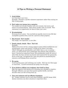 10 Tips - Personal Statement