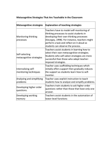Metacognitive Strategies for the Classroom