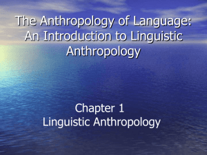 The Anthropology of Language: An Introduction to Linguistic Anthropology Chapter 1