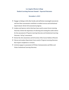 Los Angeles Mission College Student Learning Outcome Summit – Expected Outcomes