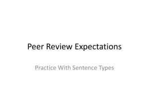 9/23 Notes: Peer Review and Sentence Variety