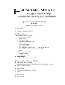 Agenda for Academic Senate Meeting 9/15/2005