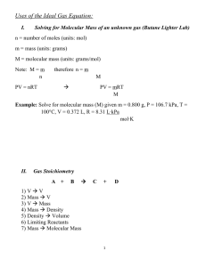 Uses of the Ideal Gas Law and Stoichiometry with gases