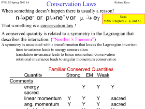 Lecture 4, Conservation Laws (ppt)