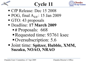 Cycle 11 Proposals:  668 Requested time: 93761 ksec Oversubscription: 5.6