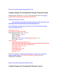 Catalog Changes for Occupational Therapy Program Section