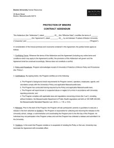 PROTECTION OF MINORS CONTRACT ADDENDUM