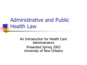 Public Health Law - An Introduction for Health Care Administrators