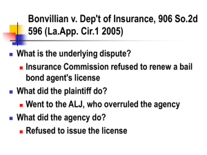 Bonvillian v. Dep't of Insurance, 906 So.2d 596 (La.App. Cir.1 2005)