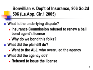 Bonvillian v. Dep't of Insurance, 906 So.2d 596 (La.App. Cir.1 2005)