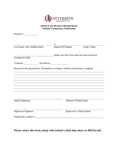 OFFICE OF HUMAN RESOURCES Student Termination Notification  Position #____________