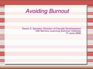 Avoiding Burnout Karyn Z. Sproles, Director of Faculty Development 17 June 2008
