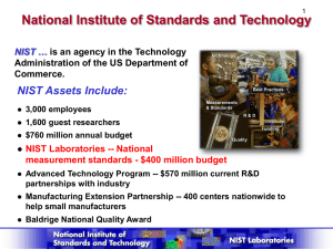 National Institute of Standards and Technology NIST Assets Include: