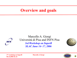 Overview and goals Marcello A. Giorgi Università di Pisa and INFN Pisa