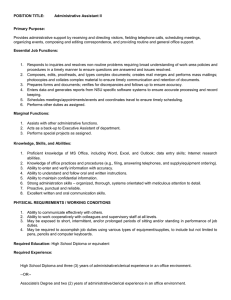 POSITION TITLE: Administrative Assistant II  Primary Purpose: