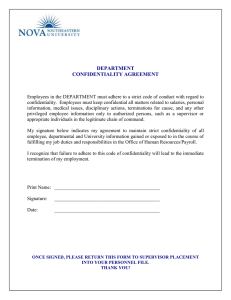 DEPARTMENT CONFIDENTIALITY AGREEMENT
