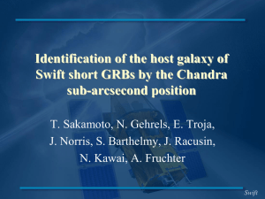 Identification of the Host Galaxy of Swift Short GRBs by the Chandra Sub-Arcsecond Position (pptx)