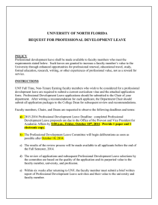 UNIVERSITY OF NORTH FLORIDA REQUEST FOR PROFESSIONAL DEVELOPMENT LEAVE
