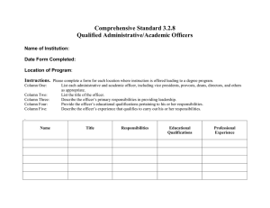 Comprehensive Standard 3.2.8 Qualified Administrative/Academic Officers  Name of Institution: