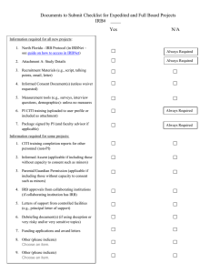 Documents Checklist for Expedited or Full Board Projects