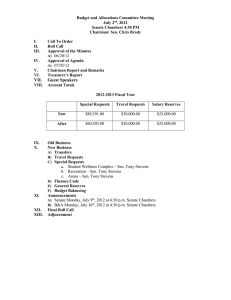 Budget and Allocations Committee Meeting July 2 , 2012 Senate Chambers 4:30 PM
