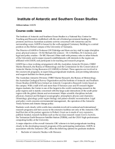Institute of Antarctic and Southern Ocean Studies Course code: iasos