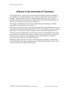 Science in the University of Tasmania