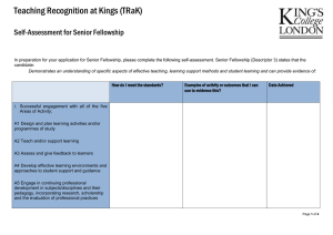 Teaching Recognition at Kings (TRaK)  Self-Assessment for Senior Fellowship