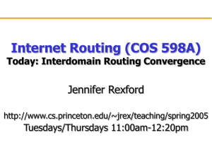 Internet Routing (COS 598A) Jennifer Rexford Today: Interdomain Routing Convergence Tuesdays/Thursdays 11:00am-12:20pm