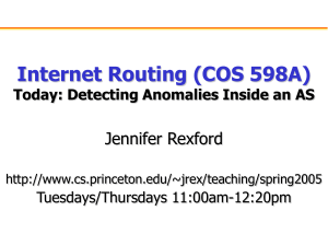 Internet Routing (COS 598A) Jennifer Rexford Today: Detecting Anomalies Inside an AS